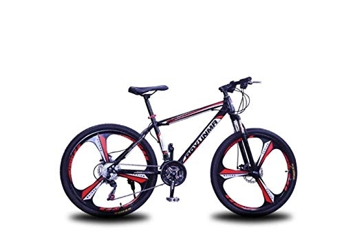 Mountainbike : Mountainbike Unisex-Federung Mountainbike, 24-Zoll-3-Speichen-Räder mit hohem Kohlenstoffstahlrahmen, 21 / 24 / 27 Geschwindigkeit u200b u200bDoppelscheibenbremse Commuter City, Rot, 24 Gesc