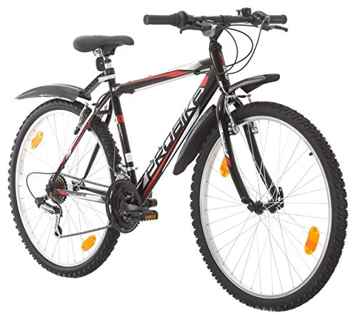 Mountainbike : Multibrand PROBIKE 26 Zoll Mountainbike Shimano 18 Gang, Herren-Fahrrad & Jungen-Fahrrad, Schutzbleche, geeignet ab 165-183 cm (Schwarz+Kotflügel)