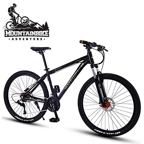 Mountainbike : Nengge 27, 5 Zoll Mountainbike, für Herren und Damen, Erwachsene, Mountainbike, mit Vorderradaufhängung, hydraulische Scheibenbremse, Radfahren, Rahmen aus Aluminiumlegierung, Black Gold, 30 Speed