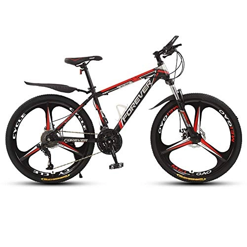 Mountainbike : NLRHH 26-Zoll-3-Färter-Rad-Mountainbike, hohe Kohlenstoffstahl Outly-Fahrräder mit mechanischen Scheibenbremsen, 24-Gang, geeignet für Höhe 160-180 cm Peng (Color : Black red)