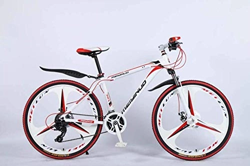 Mountainbike : NLRHH 26in 27-Gang-Mountainbike für Erwachsene, leichte Aluminiumlegierung in voller Rahmen, Radfront-Suspension Herrenfahrrad, Scheibenbremse 6-11, schwarz 1 Peng (Color : Red 3)