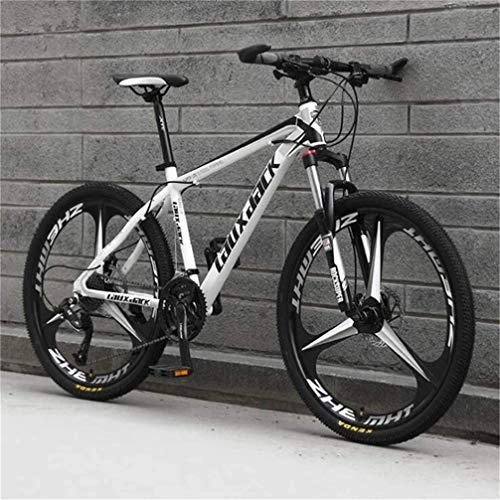 Mountainbike : Reiten Dämpfung Mountainbike, 26 Zoll Dual Suspension Mountainbike High Carbon Steel Frame (Farbe: Weiß schwarz, Größe: 21 Geschwindigkeit)