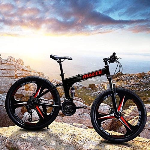 Mountainbike : Rennrad für Erwachsene, 26-Zoll-Klapp-Mountainbike, 21-Gang-Mountainbike aus Kohlenstoffstahl für Erwachsene, rutschfestes Fahrrad, mit doppelt gefedertem Rahmen und Scheibenbremse für MTB im Fre