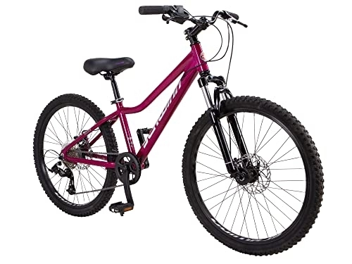 Mountainbike : Schwinn Fleet Mountainbike für Mädchen, 24-Zoll-Reifen, 12-Zoll-Rahmen aus Leichtmetalllegierung, Gabelfederung, 9 Gänge, Scheibenbremsen, Magenta