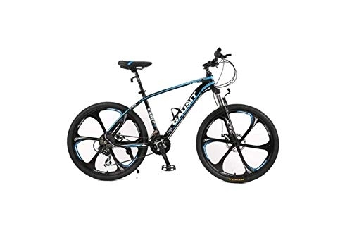 Mountainbike : SEESEE.U Mountainbike Unisex Hardtail Mountainbike 24 / 27 / 30 Geschwindigkeiten 26 Zoll 6-Speichen-Räder Aluminiumrahmen-Fahrrad mit Scheibenbremsen und Federgabel, blau, 24-Gang