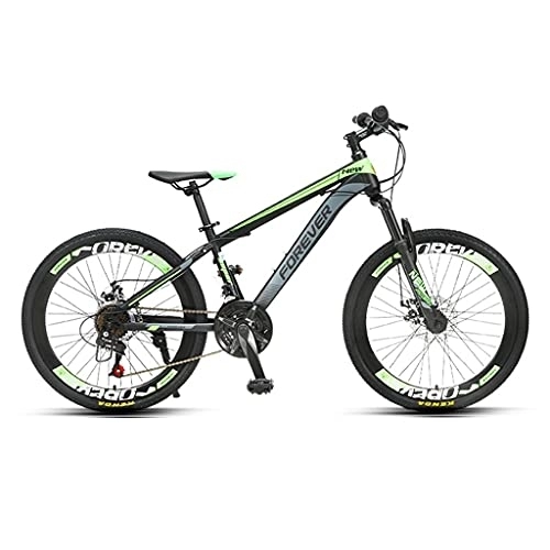 Mountainbike : SilteD Mountainbikes, 24-Gang-Fahrräder für Jugendliche mit mechanischen Scheibenbremsen vorne und hinten, für 140–170 cm große Jungen und Mädchen (Farbe: Grün)