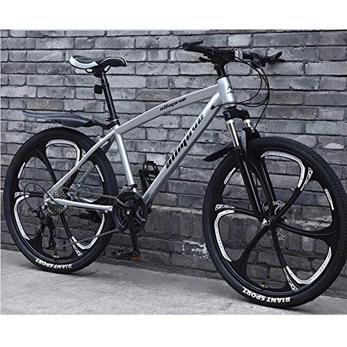 Mountainbike : Stilvolles 27-Gang-Mountainbike-Fahrrad, leichtes Carbon-Stahlrahmen-Mountainbike-Doppelscheibenbremse Rennrad für Junge Männer und Frauen, schwarz, 26 Zoll