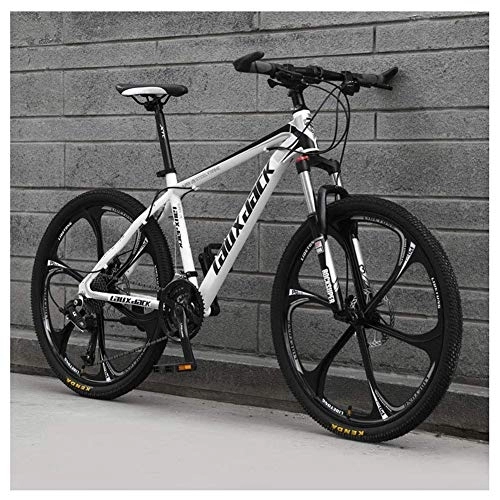 Mountainbike : TYXTYX Outdoor-Sport 21-Gang-Mountainbike 26-Zoll-6-Speichen-Rad Vorderradaufhängung Doppelscheibenbremse MTB-Fahrrad, Weiß