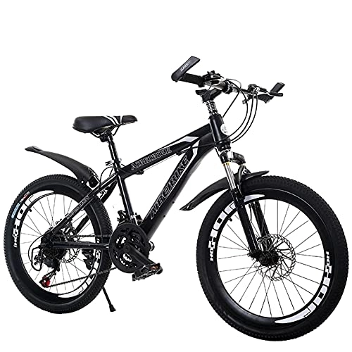 Mountainbike : UYHF Erwachsene Mountainbike 24 Zoll Stahlrahmen Doppellegierungsrad Mit Scheibenbremsgetriebe System MTB Fahrrad black-20 inches