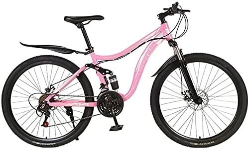 Mountainbike : UYHF Erwachsene Mountainbike mit 26-Zoll-Rad-Umwerfer Leichter robuster Aluminiumrahmen Fahrrad 21 / 24 / 27 Geschwindigkeit Dual-Scheibenbremsen Vordere Federgabel Pink-27 Speed