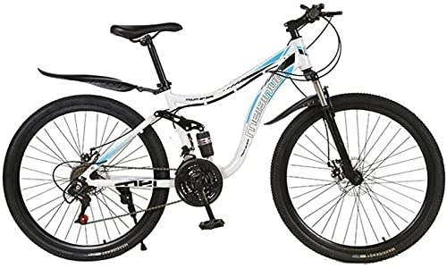 Mountainbike : UYHF Erwachsene Mountainbike mit 26-Zoll-Rad-Umwerfer Leichter robuster Aluminiumrahmen Fahrrad 21 / 24 / 27 Geschwindigkeit Dual-Scheibenbremsen Vordere Federgabel White-21 Speed