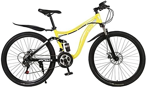 Mountainbike : UYHF Erwachsene Mountainbike mit 26-Zoll-Rad-Umwerfer Leichter robuster Aluminiumrahmen Fahrrad 21 / 24 / 27 Geschwindigkeit Dual-Scheibenbremsen Vordere Federgabel yellow-24 Speed