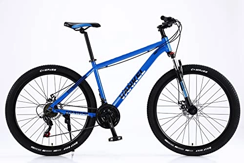 Mountainbike : Vankel Fahrrad 27, 5 Zoll Mountainbike aus Aluminium Bike für Jungen, Mädchen, Herren und Damen mit 24 Gang-Schaltung, Scheibenbremse und Gabelfederung (Blau)