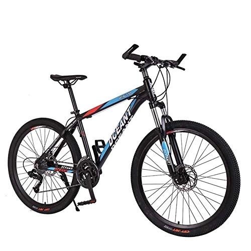 Mountainbike : WEHOLY Bicycle Mens 'Mountainbike, 24-Zoll-Speichenräder aus kohlenstoffhaltigem Stahl, 21-Fach voll einstellbare Dämpfereinheit hinten, blau