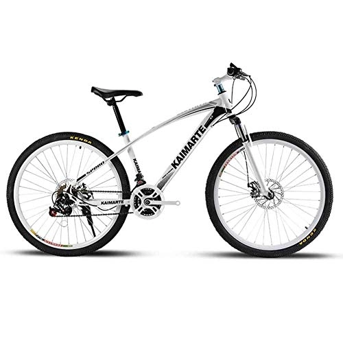 Mountainbike : WEHOLY Fahrrad-Mountainbike, 24-Zoll-Unisex-Doppelrad-Mountainbike-Scheibenbremsen aus kohlenstoffhaltigem Stahl, weiß, 21-Fach