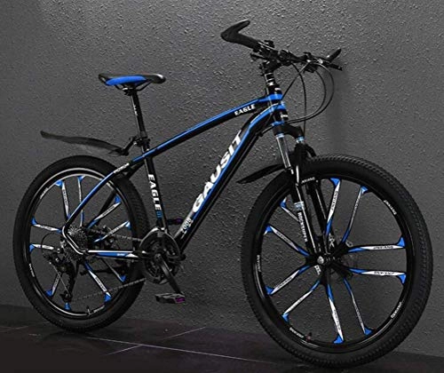 Mountainbike : WJSW 26 Zoll Aluminiumrahmen MTB Fahrrad Mountainbike Für Erwachsene City Road Fahrrad (Farbe: Schwarz blau, Größe: 27 Geschwindigkeit)