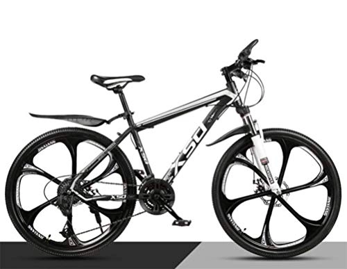 Mountainbike : WJSW 26 Zoll City Road Fahrrad Mountainbike für Erwachsene, Commuter City Bike (Farbe: schwarz weiß, Größe: 30 Geschwindigkeit)