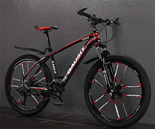 Mountainbike : WJSW 26 Zoll Mountainbike für Erwachsene, Reiten Dämpfung Dual Suspension Mens MTB Rennrad (Farbe: Schwarz rot, Größe: 27 Geschwindigkeit)