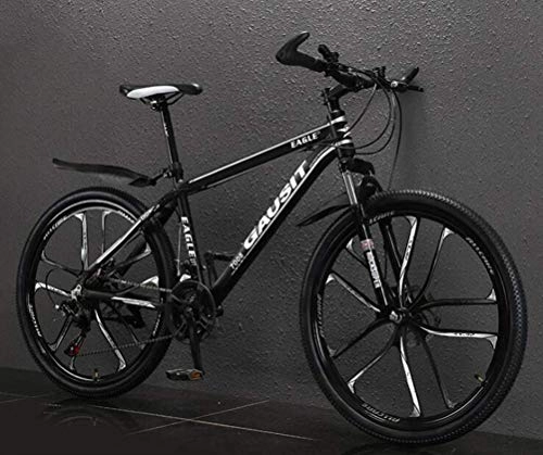 Mountainbike : WJSW 26 Zoll-Rad-Aluminiumlegierungs-Mountainbike, Doppelfederung-Stadtstraßenfahrrad (Farbe: Schwarzweiß, Größe: 24 Geschwindigkeit)