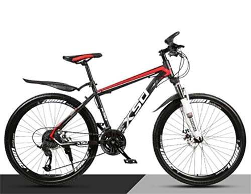 Mountainbike : WJSW 26 Zoll Rad Mountainbike Für Erwachsene, Student Offroad City Stoßdämpfer Fahrrad (Farbe: Schwarz Rot, Größe: 21 Geschwindigkeit)