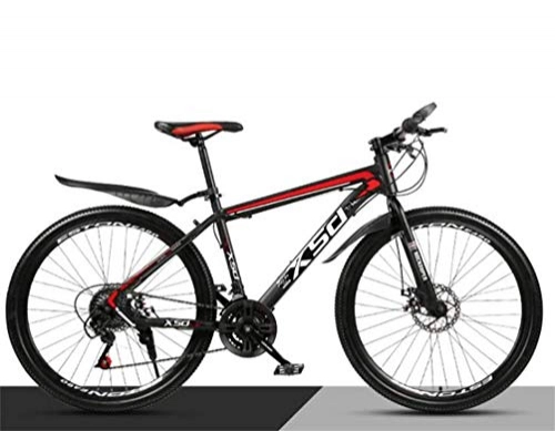 Mountainbike : WJSW Herren Mountainbike, 26 Zoll MTB Doppelfederung Mountain City Rennrad (Farbe: Schwarz Rot, Größe: 27 Gang)