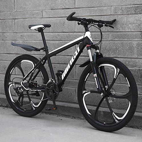 Mountainbike : WJSW Mountainbike für Erwachsene - Offroad-MTB-City-Rennrad mit Variabler Geschwindigkeit (Farbe: Schwarz-Weiß, Größe: 30-Gang)