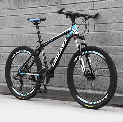 Mountainbike : WJSW Mountainbike Stahlrahmen 26 Zoll Doppelscheibenbremse City Road Fahrrad für Erwachsene (Farbe: schwarz blau, Größe: 24 Geschwindigkeit)