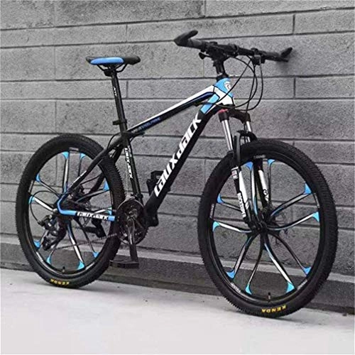 Mountainbike : WJSW MTB-Fahrrad aus Kohlenstoffstahl, 26-Zoll-Rad mit Doppelscheibenbremsen, Sport und Freizeit (Farbe: Schwarz, Blau, Größe: 21-Gang)