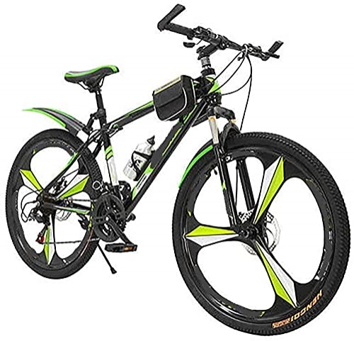 Mountainbike : WQFJHKJDS Herren- und Damen-Mountainbikes, 20-Zoll-Räder, Räder mit hoher Kohlenstoffstahl, Schalthebel, 21-Gang-Heckumwerfer, Front- und Heckscheibenbremsen, mehrere Farben (Farbe: Grün, Größe: 24)