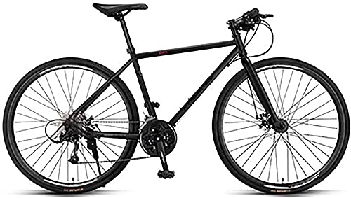 Mountainbike : WQFJHKJDS Unisex 700c Mountainbike, 27-Gang-Stadt Mountainbike für Erwachsene und Teenager, Kohlenstoffstahl-Federgabel Mountainbike (Color : Black)
