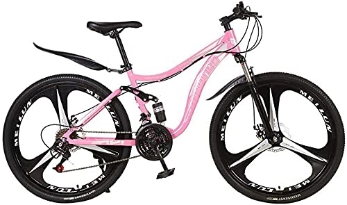 Mountainbike : XBSXP 26-Zoll-Outroad-Mountainbike, doppelt stoßdämpfendes 21-Gang-Mountainbike Cooles Fahrrad für Männer, Frauen, Pink
