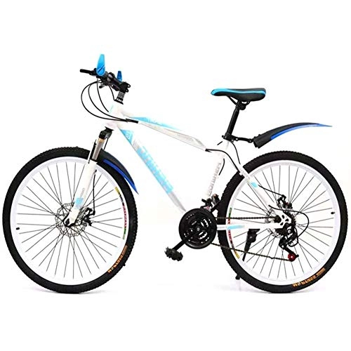 Mountainbike : Yangsanjin Mountainbikes, kohlenstoffreicher Stahl, Schutzblech vorne und hinten, 21 Gänge, Doppelscheibenbremse, 55, 9 cm, weiß / blau