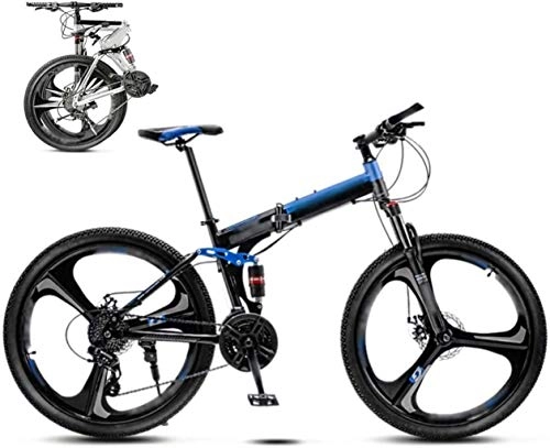 Zusammenklappbare Mountainbike : Adult-bcycles Bikes 24-26 Zoll MTB Fahrrad, Unisex Folding Pendler Fahrrad, 30-Gang Getriebe Faltbare Fahrrad, Doppelscheibenbremse / Blau / A Rad / 24