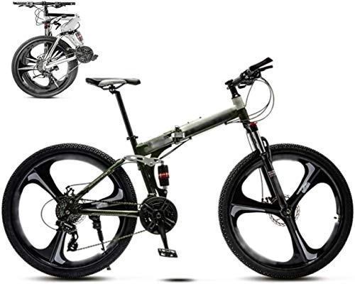 Zusammenklappbare Mountainbike : Adult-bcycles Bikes 24-26 Zoll MTB Fahrrad, Unisex Folding Pendler Fahrrad, 30-Gang Getriebe Faltbare Fahrrad, Doppelscheibenbremse / Grn / A Rad / 24