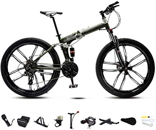 Zusammenklappbare Mountainbike : Adult-bcycles Bikes 24-26 Zoll MTB Fahrrad, Unisex Folding Pendler Fahrrad, 30-Gang Getriebe Faltbare Fahrrad, Doppelscheibenbremse / Grn / C Rad / 24