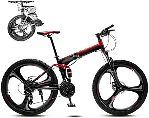 Zusammenklappbare Mountainbike : Adult-bcycles Bikes 24-26 Zoll MTB Fahrrad, Unisex Folding Pendler Fahrrad, 30-Gang Getriebe Faltbare Fahrrad, Doppelscheibenbremse / Rot / A Rad / 24