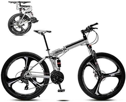 Zusammenklappbare Mountainbike : Adult-bcycles Bikes 24-26 Zoll MTB Fahrrad, Unisex Folding Pendler Fahrrad, 30-Gang Getriebe Faltbare Fahrrad, Doppelscheibenbremse / Wei / A Rad / 26