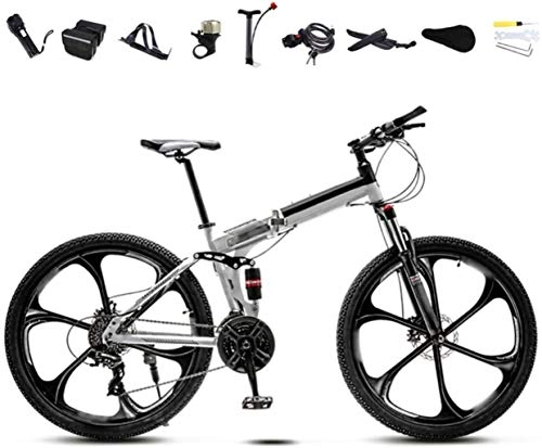Zusammenklappbare Mountainbike : Adult-bcycles Bikes 24-26 Zoll MTB Fahrrad, Unisex Folding Pendler Fahrrad, 30-Gang Getriebe Faltbare Fahrrad, Doppelscheibenbremse / Wei / B Rad / 24