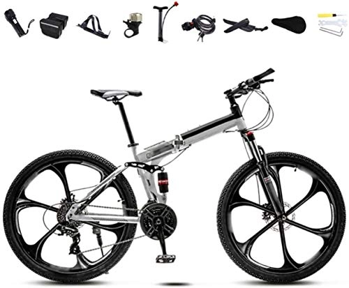 Zusammenklappbare Mountainbike : Adult-bcycles Bikes 24-26 Zoll MTB Fahrrad, Unisex Folding Pendler Fahrrad, 30-Gang Getriebe Faltbare Fahrrad, Doppelscheibenbremse / Wei / B Rad / 26