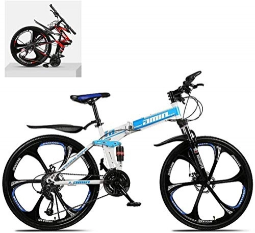 Zusammenklappbare Mountainbike : Adult-bcycles BMX 24 Zoll Faltrder, High Carbon Stahlrahmen Doppelstodmpfung 21 / 24 / 27 / 30 Geschwindigkeit Variable, Gelnde Erwachsene Mountain Off-Road-Fahrrad ( Color : C , Size : 30 Speed )