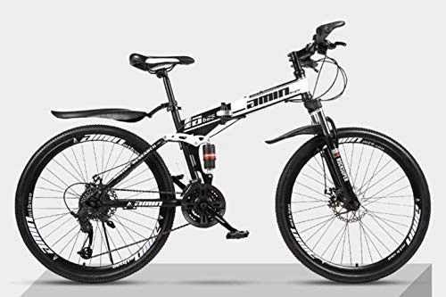 Zusammenklappbare Mountainbike : Adult-bcycles BMX Folding Fahrrad Mountainbike 26 Zoll Doppelstodmpfende Querfeldein Speed Racing mnnliche und weibliche Studenten Fahrrad (Color : Topblackandwhite, Size : 27)