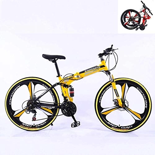 Zusammenklappbare Mountainbike : Adult-bcycles BMX Folding Mountain Bike, 27 Geschwindigkeit Dual Disc Faltbare Ultra Light Rahmen, Off Road Variable Speed Racing for Mnner und Frauen (Color : Yellow)
