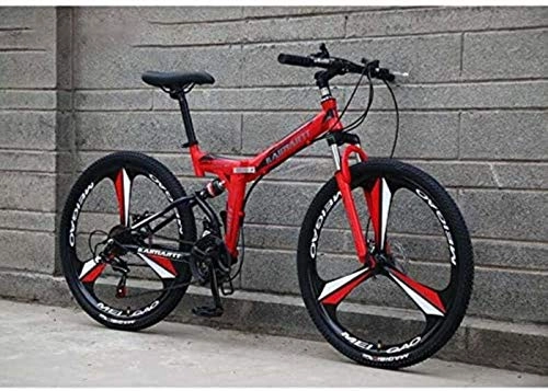 Zusammenklappbare Mountainbike : Adult-bcycles BMX Folding Mountain Bike for Erwachsene, High Carbon Stahlrahmen, Doppelscheibenbremse, Vollfederung for Mann-Frauen-Fahrrad (Color : B, Size : 26 inch 27 Speed)