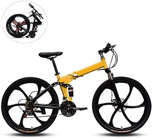 Zusammenklappbare Mountainbike : Adult-bcycles BMX Folding Mountain Bikes, 26 Zoll Sechs Frsrder High Carbon Stahlrahmen mit Variabler Geschwindigkeit Doppelstodmpfung All Terrain Erwachsener Klapprad