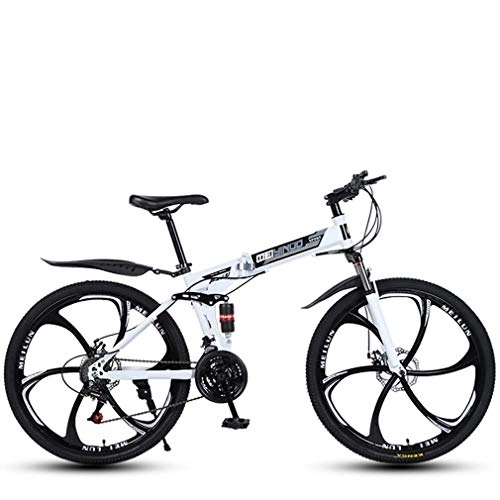 Zusammenklappbare Mountainbike : AISHFP Leichtklapp Variable Speed ​​26 Zoll Mountainbike, High-Carbon Stahlrahmen Bikes Doppelscheibenbremse Fahrrad, 21-24-27 Geschwindigkeiten, Weiß, 24speed