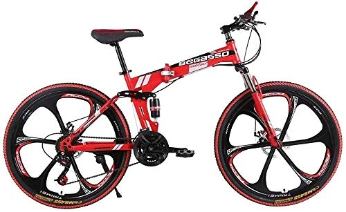 Zusammenklappbare Mountainbike : ANGEELEE 26-Zoll-MTB-Fahrrad mit Variabler Geschwindigkeit faltbares Unisex-Pendlerfahrrad faltbares Mountainbike und Offroad-Fahrräder mit Variabler Geschwindigkeit für Männer und Frauen-Rot
