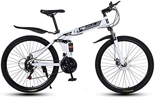 Zusammenklappbare Mountainbike : Aoyo White Mountain Bike 26 Zoll 27-Gang-Straßen-Fahrrad, Erwachsene Fahrrad, Leichtes Aluminium Full Suspension Rahmen, Federgabel, Scheibenbremse,