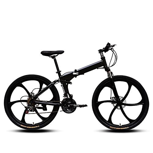 Zusammenklappbare Mountainbike : ASPZQ Dual-Scheibenbremse-Faltrad, Komfortables Mobiler Tragbares Kompaktes Leichte Faltende Mountainbike Erwachsene Student Lightweight Bike, Schwarz, 24 inches