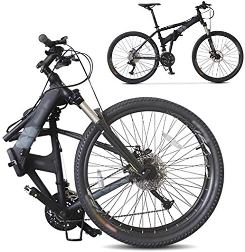 Zusammenklappbare Mountainbike : AYDQC Bikes Off-Road-Fahrradfahrrad, 26-Zoll-Faltschock-absorbierendes Fahrrad, faltbares Pendler-Bike - 27 Geschwindigkeitszahnräder - Doppelscheibenbremse 7-14, blau fengong (Color : Black)