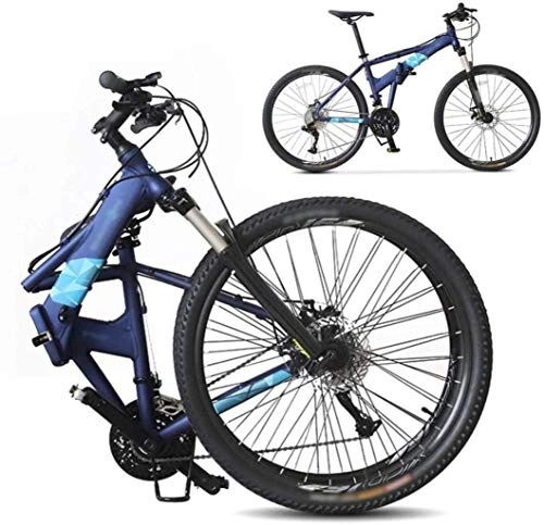Zusammenklappbare Mountainbike : AYDQC Bikes Off-Road-Fahrradfahrrad, 26-Zoll-Faltschock-absorbierendes Fahrrad, faltbares Pendler-Bike - 27 Geschwindigkeitszahnräder - Doppelscheibenbremse 7-14, blau fengong (Color : Blue)